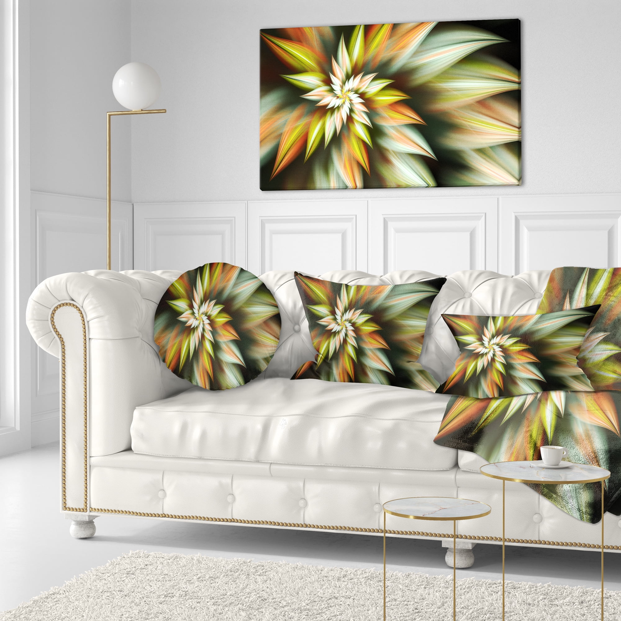 Designart Exotic Brown Fractal Spiral Flower - Abstract Throw Pillow - 12x20