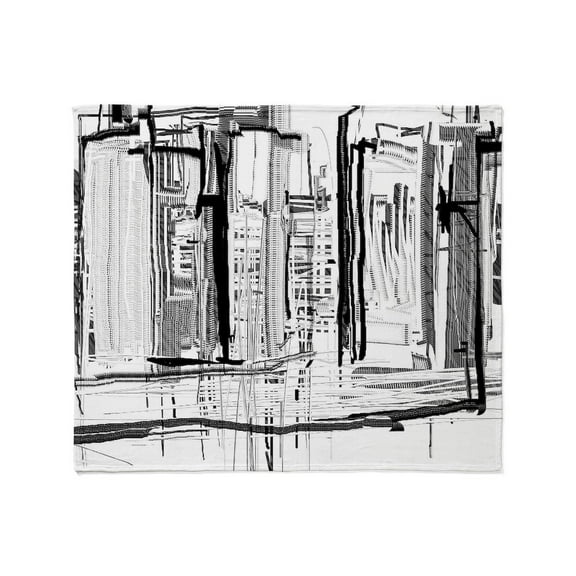 CafePress - Black And White City Throw Blanket - Soft Fleece Throw Blanket, 50"x60" for All Ages