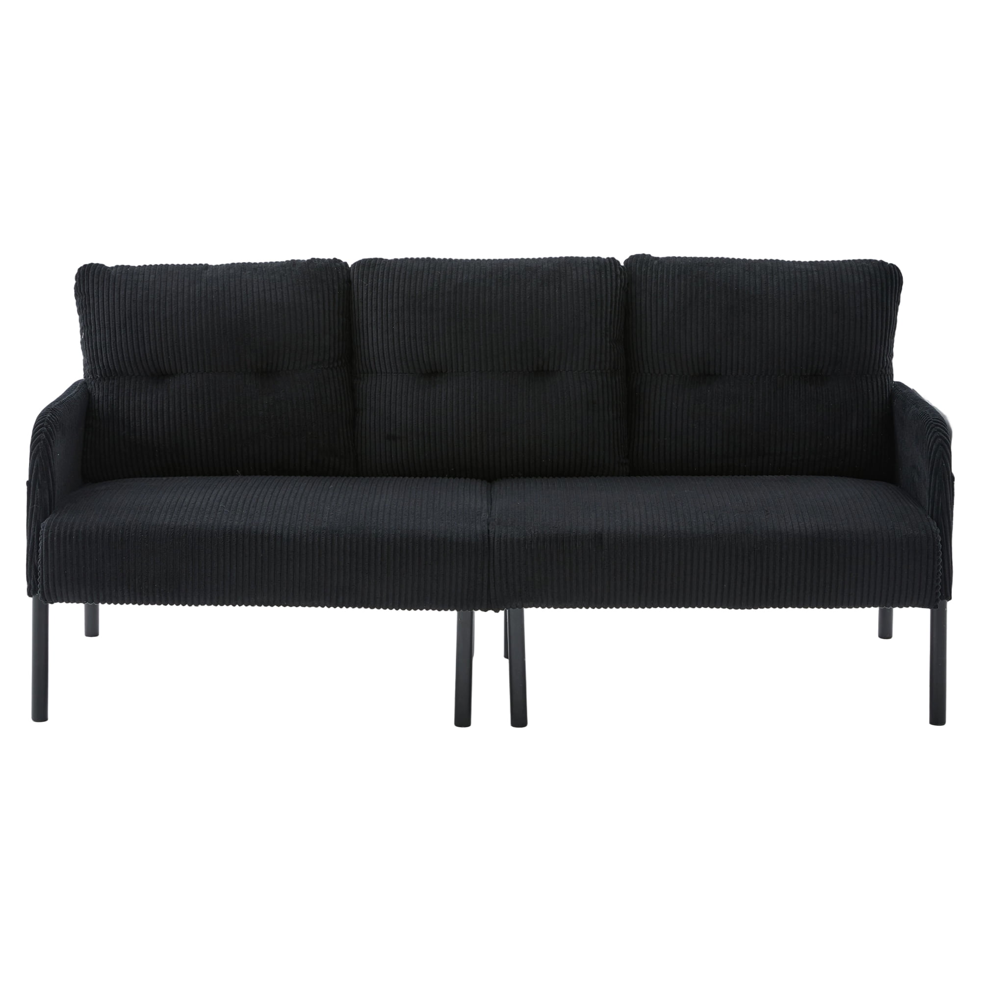 Jopath Oversized Loveseat, Double-Seater Sofa Cozy Bedroom Sofa with Metal Legs and Side Pockets for Living Room Bedroom Dorm Apartment Black