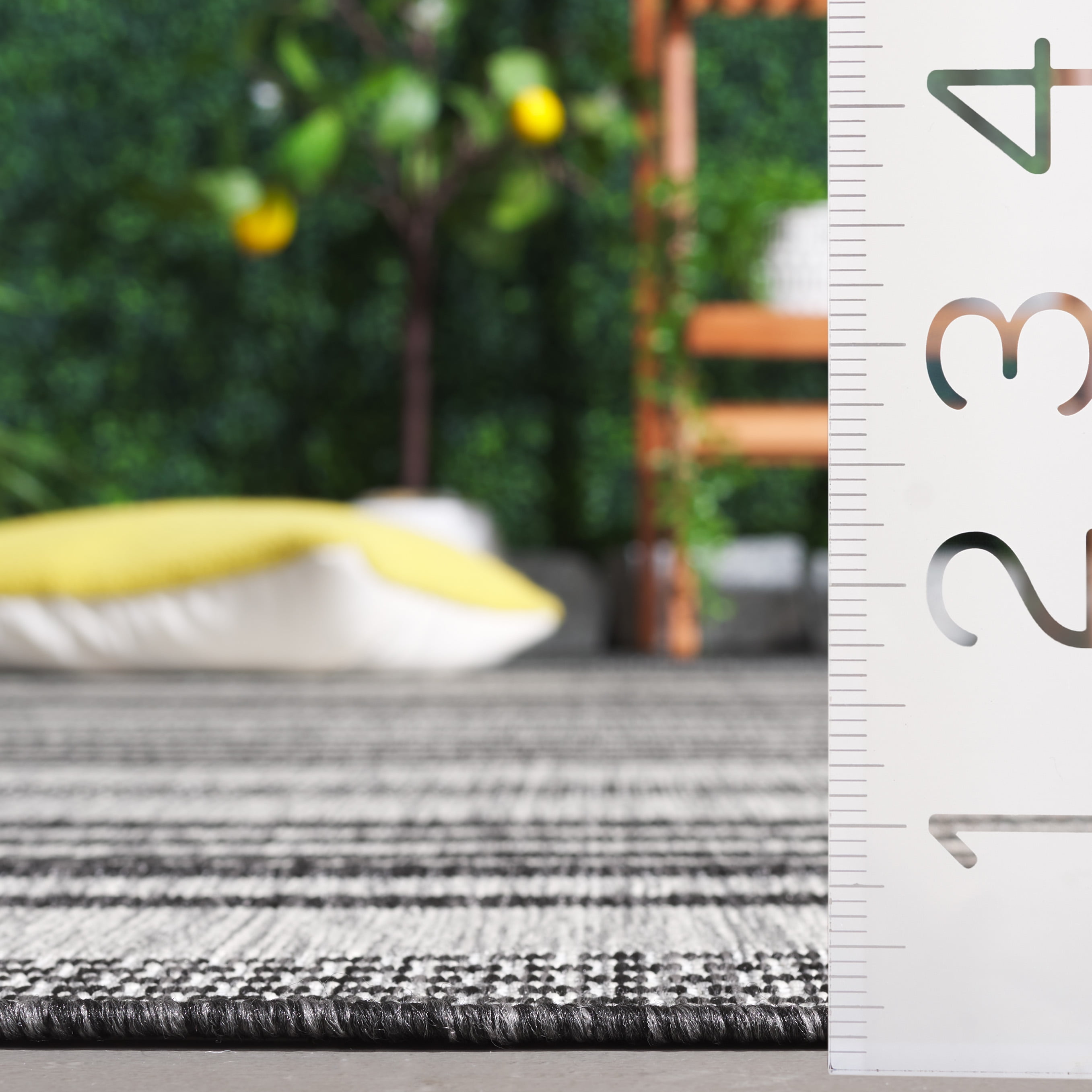 Safavieh Beach House Jenelle Striped Indoor/Outdoor Area Rug, Gray/Charcoal, 6'7" x 6'7" Square