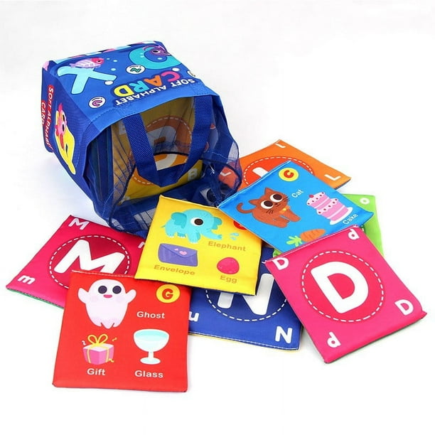 Ofertas Exclusivas, Libro de tela con tarjetas de aprendizaje temprano para bebés, concientización sobre el alfabeto, 26 hojas, juego de bolsas de almacenamiento Akmoler