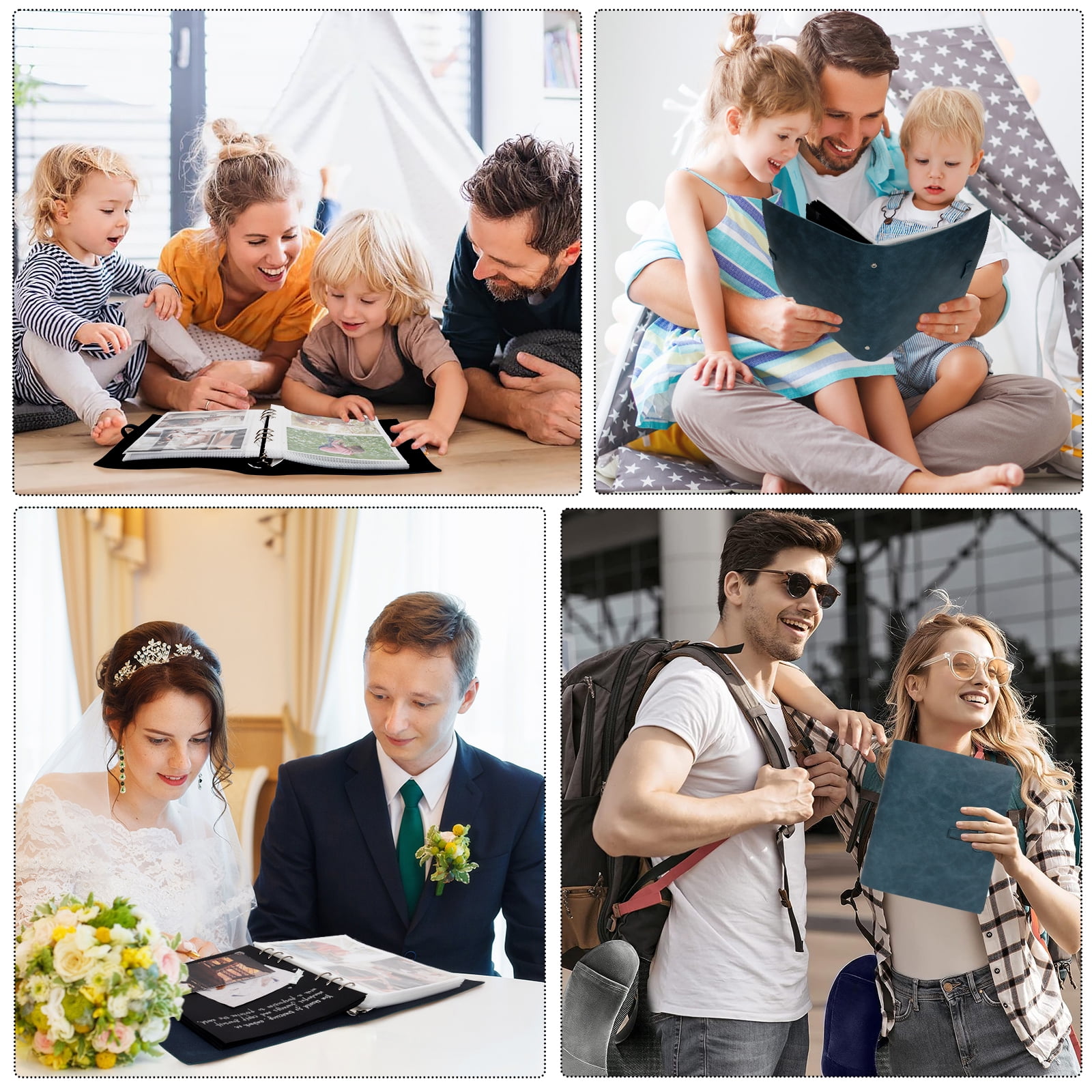 RECUTMS Photo Album Hold 4x6 200 Photos Thick Leather Cover Picture Album with 30 Writing Paper Scrapbook Memory Book Birthday Anniversary (Blue)
