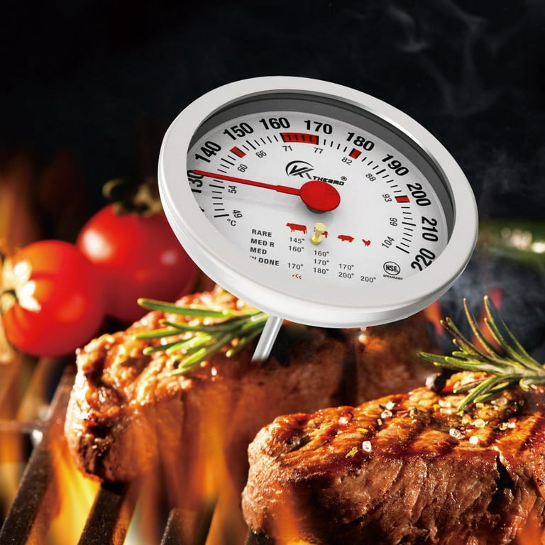 3.5 Dial Quick Read Meat Thermometer for Cooking - NSF Approved Instant  Thermometer with 5” Probe 120~220F/49~104C,Tempered Glass Safety leaved in  Oven Grill for BBQ Smoker Kitchen Meat Cooking. 