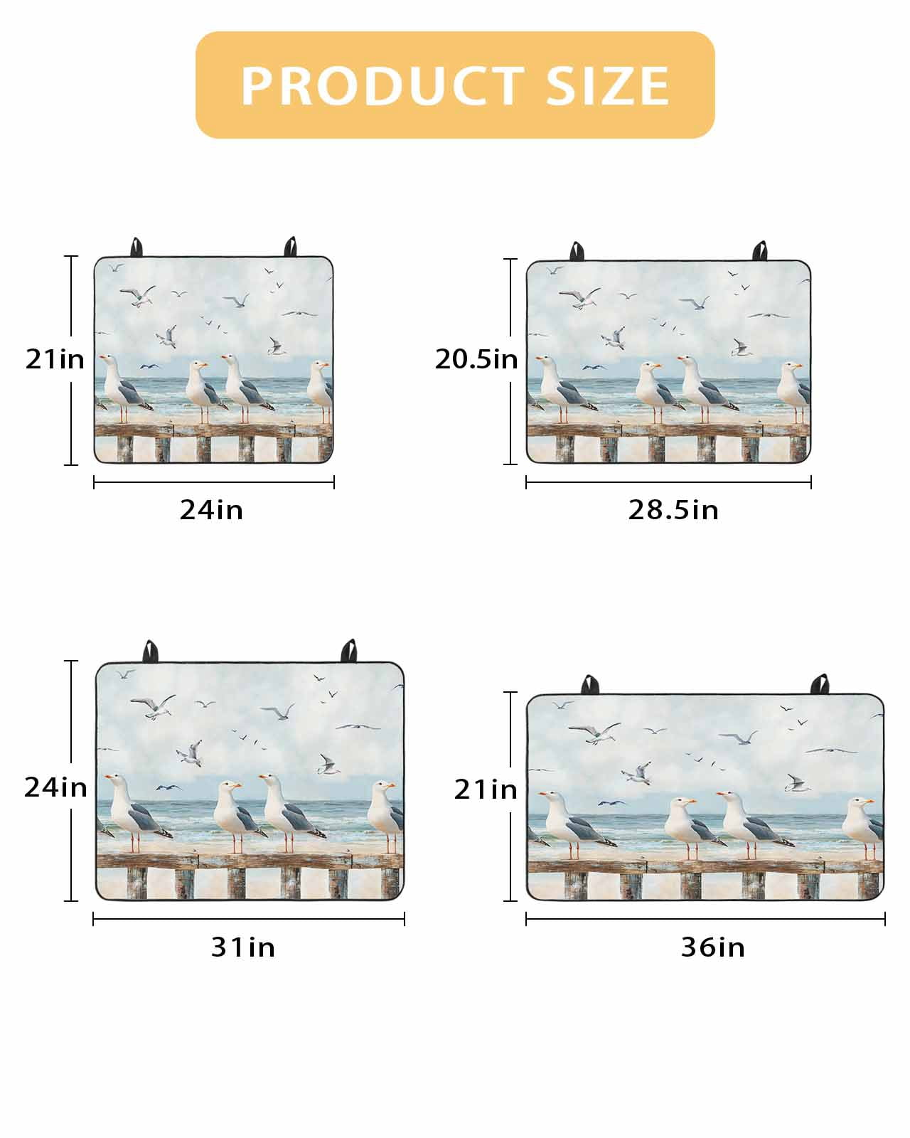 nqOlkjepod Large Induction Cooktop Protector Mat 36"x21", Coastal Seagull Stove Top Covers for Electric Stove, Summer Beach Ocean Birds Retro Stove Burner Cover Mats, Glass Top Stove Cover