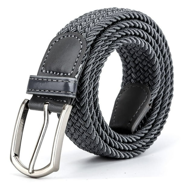 Cinturón elástico de lona informal para mujer (color: blanco y negro, tamaño: 110 cm)
