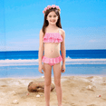 thumbnail image 6 of 【Uhome】9PCS Girls Mermaid Bathing Suit & Fish Tail Cute Ruffle Tankini Swimsuits for 3-12Y Kids Beach Swimwear with Accessories, 6 of 7