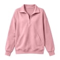 thumbnail image 6 of hoksml Women's Collared Sweatshirt, Half Button Long Sleeve Pullover Top with Pockets, Loose Fit Solid Color Casual, 6 of 8