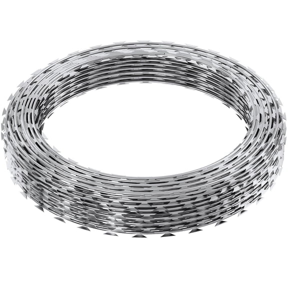 147 ft Galvanized Razor Wire Fencing - 3 Rolls Razor Barbed Wire, Razor Ribbon Barbed Security Fence for Garden and Property Protection