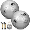 thumbnail image 1 of Juego de pelotas de fútbol Sappy, tamaño 4, color plateado, con bomba y bolsa, 1 of 6