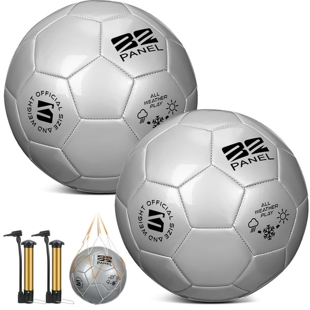 Juego de pelotas de fútbol Sappy, tamaño 4, color plateado, con bomba y bolsa