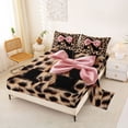 thumbnail image 2 of Erosebridal Abstract Cheetah Pattern Full Size Sheets For Kids,Classic Leopard Print Letter N Monogram Bed Sheets 4-Piece, 2 of 6