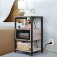 thumbnail image 4 of Nightstand with Charging Drawer Side Table Gray, 4 of 5