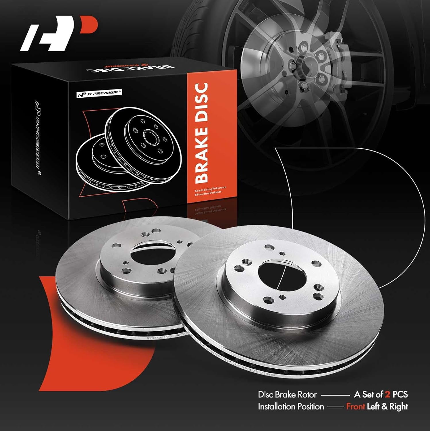 A-Premium Front Disc Brake Rotors Set Compatible with Honda CR-V CRV 2002-2004 Civic 2006-2011/2013-2018 Accord Element CR-Z Acura CSX ILX Only 2-PC