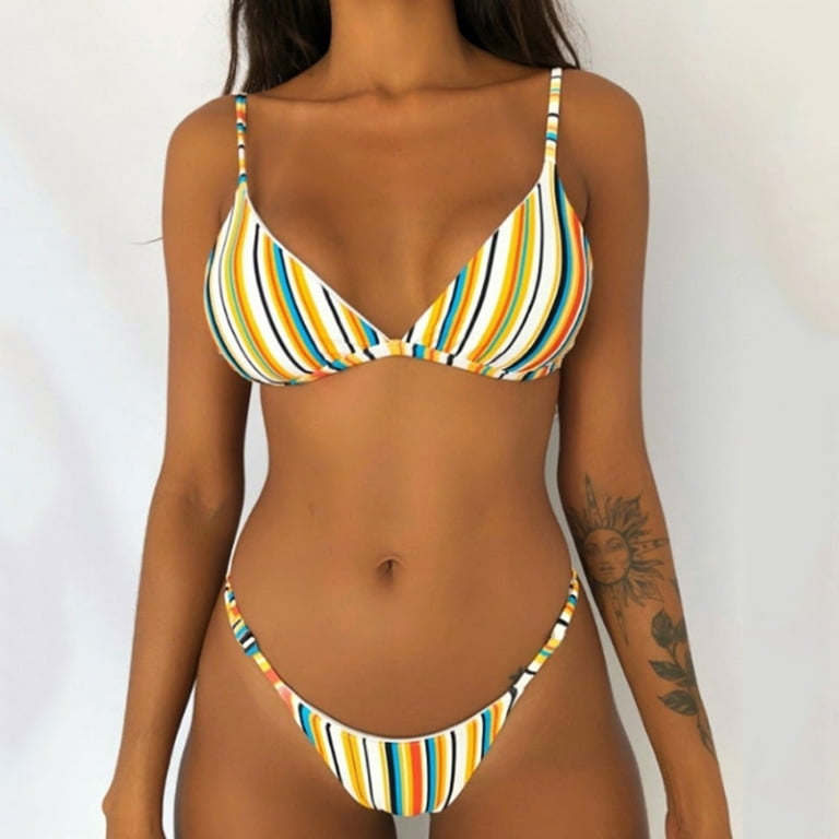 Women's Bikini High Waisted Tummy Control Two Piece Swimsuit Swimwear Note  Please Buy One Size Larger 