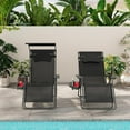 thumbnail image 2 of YANG2 Zero Gravity Chairs, X-Large Folding Lounge Lawn Chair w/Canopy Shade & Cup Holder, Adjustable Folding Patio Recliner for Pool Porch Deck Oversize (Black), 2 of 9
