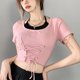 thumbnail image 5 of Camiseta con cordones, camisetas con cordones, tops erógenos, tops de manga corta, características líderes en su clase, 5 of 9