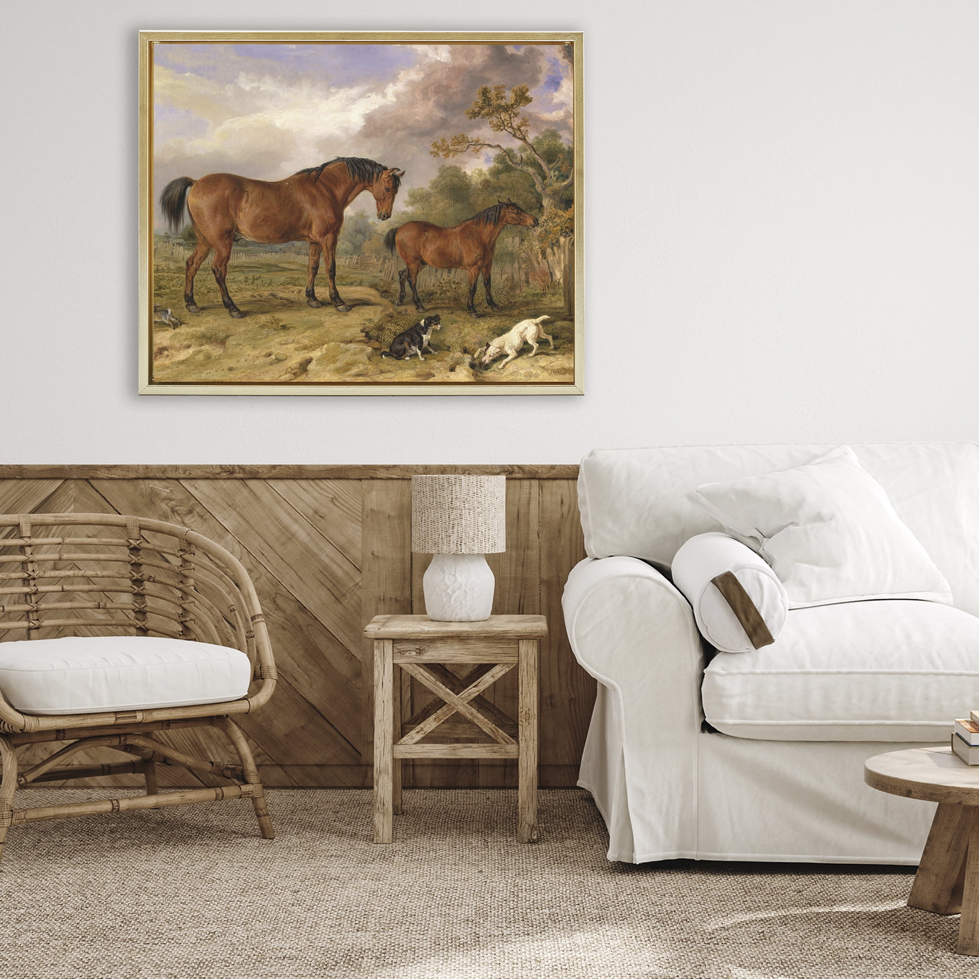 Stupell Industries Classic Portrait of Horses Gold Framed Floater Canvas Wall Art, design by Tina LeCour