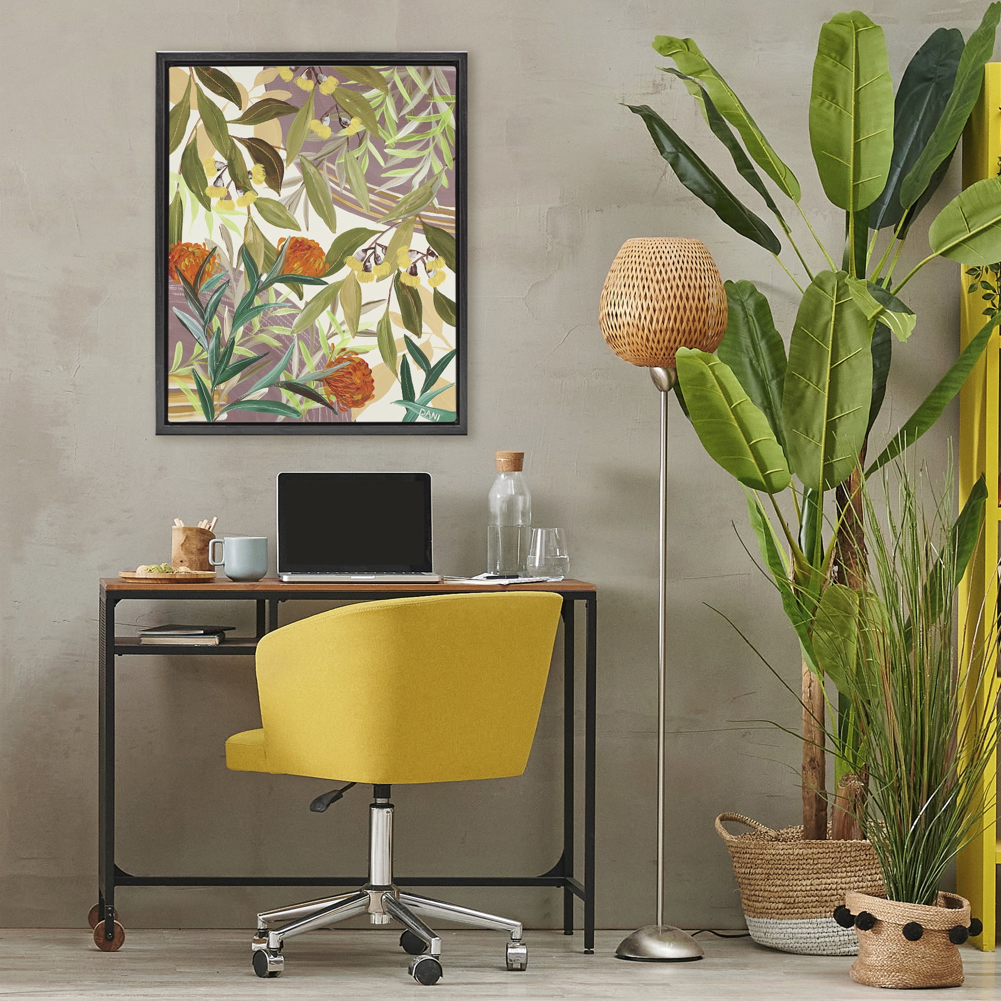 Stupell Industries Walk With Me Blooms Black Framed Floater Canvas Wall Art, design by Dani Heyward