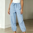 thumbnail image 4 of Kezqiaxn Trousers Pants for Women Summer Checkered Elastic Waist Loose Casual Pants with Pockets Fashion Clothing, 4 of 6