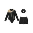 thumbnail image 3 of Miutii Kids Girls 3 Piece Gymnastics Leotards Dance Bodysuit Tumbling Outfits Figure Skating Costume A Black 8, 3 of 5