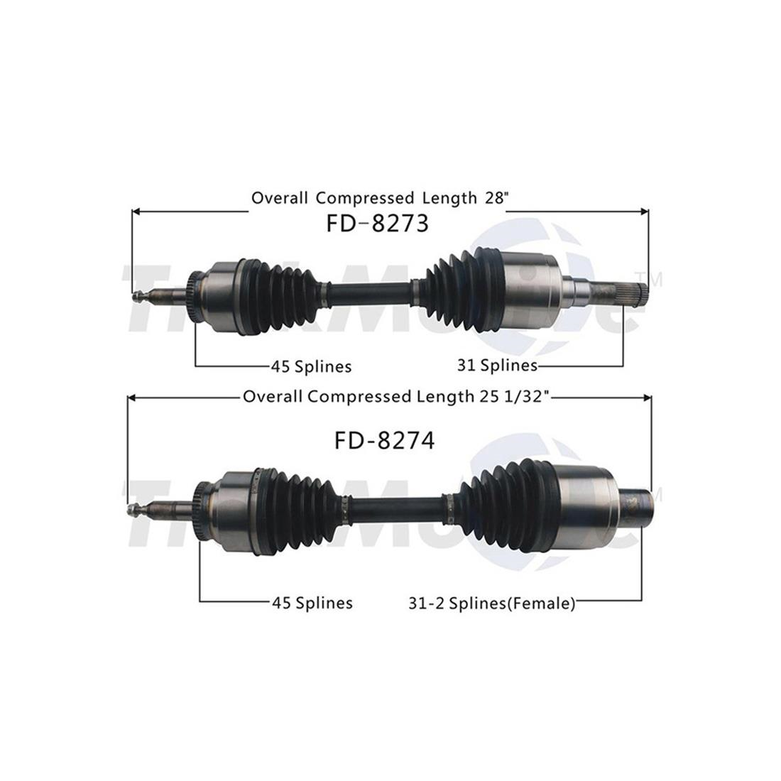 TrakMotive Front CV Axle CV Joint Shaft Assembly Assembly For Ford F