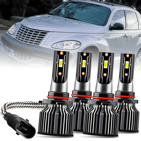 For Chrysler PT Cruiser 2001 2002 2003 2004 2005 2006 2007 2008 2009 2010 Led Headlight Bulbs 9006 9005 High&Low Beam White 4pcs