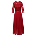 thumbnail image 5 of Lovskoo Wedding Guest Dresses for Women Evening Gown Trendy Summer Lace Patchwork Solid Round-Neck 1/2 Sleeve Long Cocktail Dresses 2023 Claret, 5 of 5