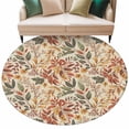 thumbnail image 6 of Fall Leaves Round Rug 8ft Washable Circle Rugs Non Slip Farmhouse Retro Botanical Floral Large Area Rug Indoor Floor Carpet for Bedroom Kitchen Living Room Home Office Dining Room Nursery, 6 of 8