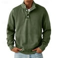 thumbnail image 6 of LTTVQM Mens Polo Long Sleeve Shirt Button Basic Solid Color Polo Shirt Classic Loose Casual Collared Shirts T-Shirt Army Green 2XL, 6 of 6