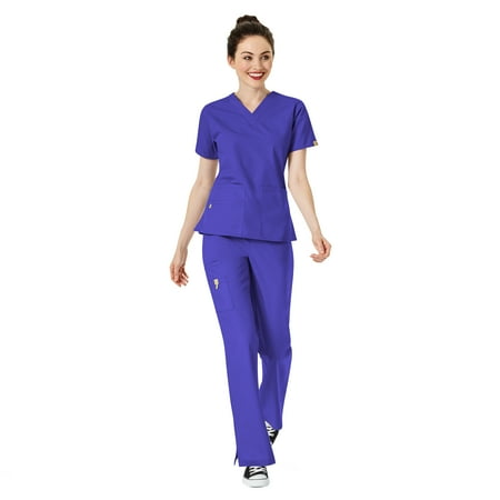 

WonderWink Origins Women s The Bravo 5-Pocket Top & Romeo Flare Pant Scrub Set