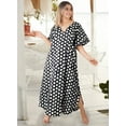 thumbnail image 3 of HAPPY BAY Women's Batik Sleepwear Caftan Maxi Loungewear Dashiki House Dress with Pockets Nightgowns for Women Plus Size 2X-3X Polka Dots, Black, 3 of 5