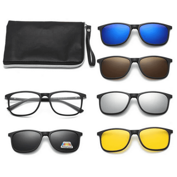 Lentes Con 5 Clips Magnéticos Intercambiables Estilo Clásico Rectangular TR2263 Urban Boutique 2263 Clásico