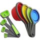 thumbnail image 1 of Collapsible Silicone Measuring Cups Measuring Spoons - Set 8psc Silicone Mesuring Cup And Collapsible Spoon - Great For Camping And Pet Food (green), 1 of 5