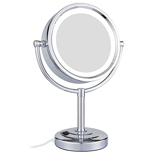 Double Sided Led Lighted Makeup Mirror, 10x Lighted Makeup Mirror Plug In