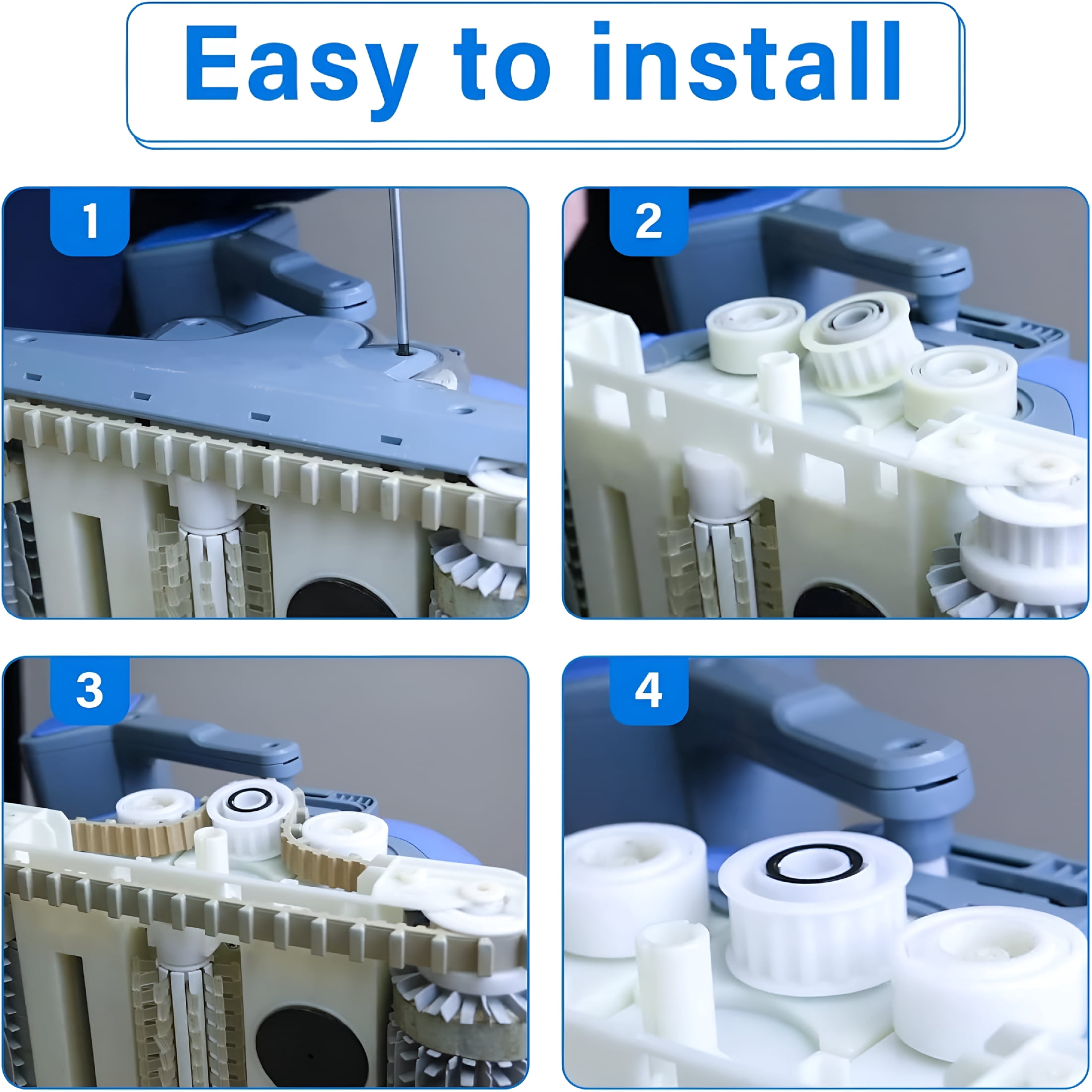 HIBIBUD Automatic Robotic Pool Cleaner Replacement Parts,Guide Wheels 4 Pack with 2 Pack Pulley Gears for Robotic Pool Cleaner