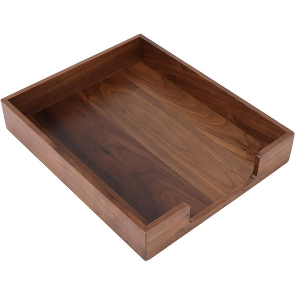 Wood Letter Tray Wooden Desk Organizer Paper Document File Tray for Office Supplies Collection Folders Notebooks, Black Walnut
