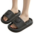 thumbnail image 4 of QWKLEAJ Women Girls Cute Cartoon Bear Slide Slippers, Thick Platform Non Slip Open Toe Shower Slides, Comfort Soft Cushion Indoor Outdoor Summer Home Sandals Black 10, 4 of 6