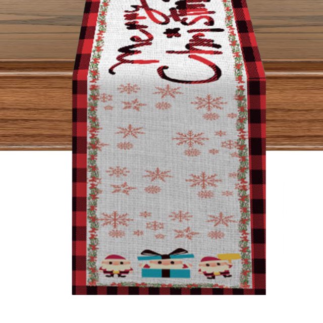 Bandera de mesa navideña, mantel decorado con tapete de Papá Noel y cervatillo con ambiente festivo