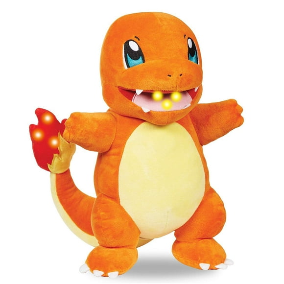 Pokemon Pokémon 10" Flame Action Charmander Plush - Interactive w/Lights & Fire Sounds - Light Up Tail & Mouth w/Sound Effects & Voices - Officially L
