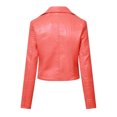 thumbnail image 3 of Ashirexll Fall Jackets for Women 2024 The Classic Faux Leather Moto Jacket Lightweight Leather Jacket Pink L, 3 of 3