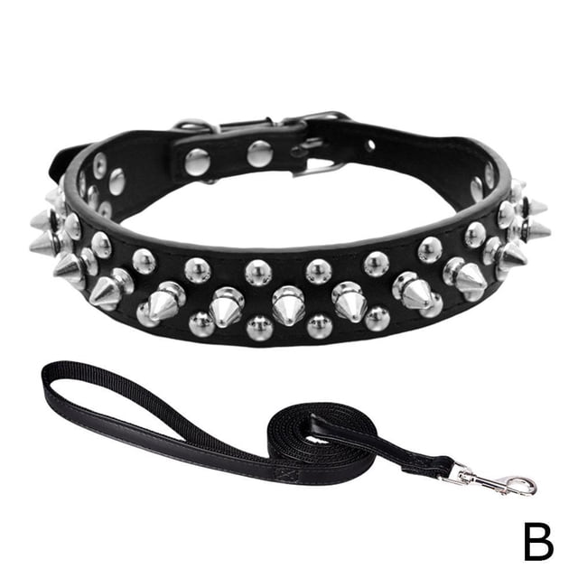 Daily Mix Store Spiked Dog Collar with Mushroom Rivets, Soft PU Leather Adjustable Pet Collar with Studded Protection for Small Medium Large Dogs, Anti-Bite Outdoor Puppy Neckband
