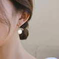 Pzvpluy Fashion Earrings Ribbon Bow Crystal Rhinestones Pearl Earrings
