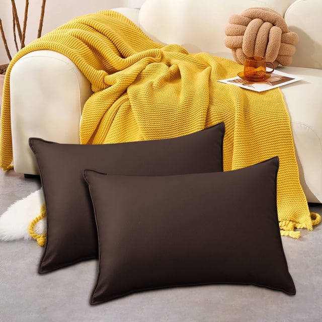 Birdeem Outdoor Pillow Cover, Waterproof Rectangle Cushion Cover 12x20 Inch, Modern Solid Color Patio Furniture Protector for Chair Backrest, Deck Poolside Use