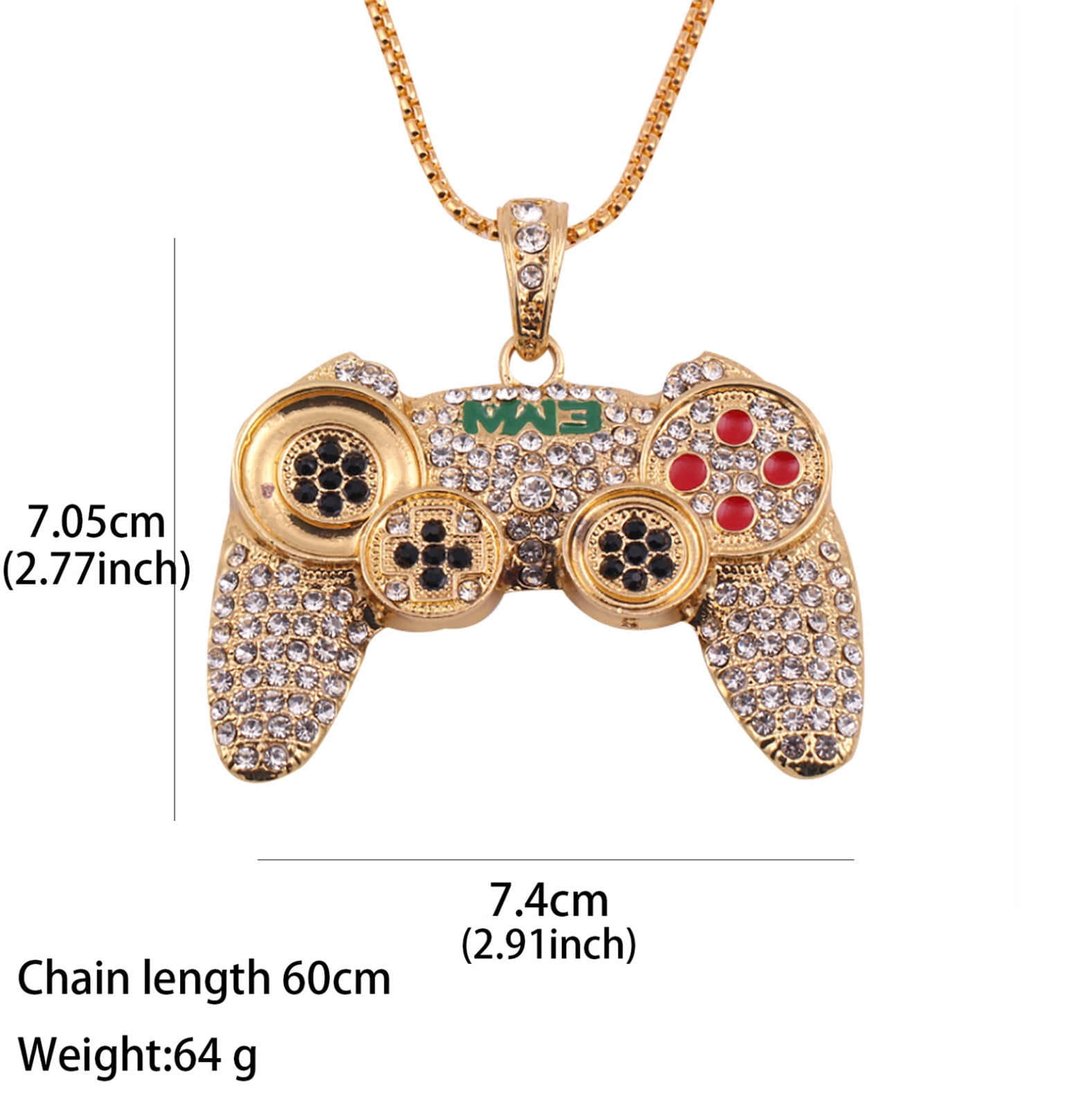 Tiitstoy Game Controller Necklace Pendant Black Gold Hip Hop