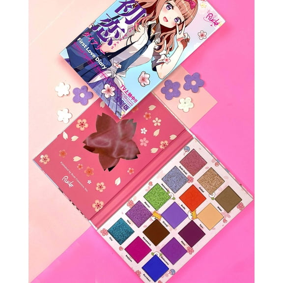 RUDE COSMETICS Manga Collection Pressed Pigments  Shadows Palette - First Love Diary