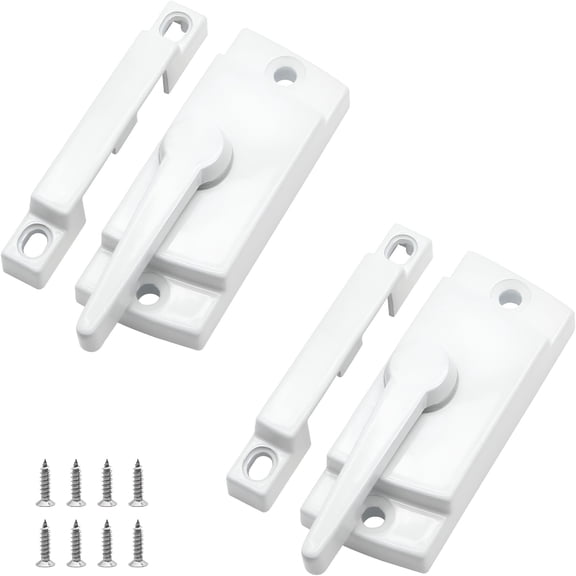 LAMIRO 2 Pack Cam Action Window Sash Locks for Double Hung Windows,Hole Center White Sash Window Locks for Vertical & Horizontal Sliding Windows