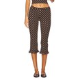 thumbnail image 1 of Pantalones capri para mujer, cintura elástica, largo 3/4, lisos/de lunares, cortos, para uso diario informal., 1 of 9