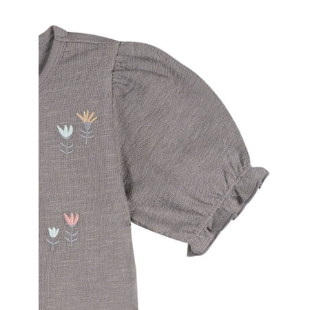 Modern Moments by Gerber Baby and Toddler Girl Organic Ruffle Puff Sleeve Top, Sizes 0/3 Months - 5T
