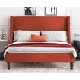 thumbnail image 7 of Allewie Full Size Fabric Upholstered Platform Bed Frame with Wingback Headboard, Burnt Orange, 7 of 7