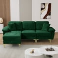 thumbnail image 3 of Rophefx 88.5" Sectional Couches for Living Room,3-Seat L-Shaped Sofa,Upholstered Velvet Fabric with Ottoman,Green, 3 of 9